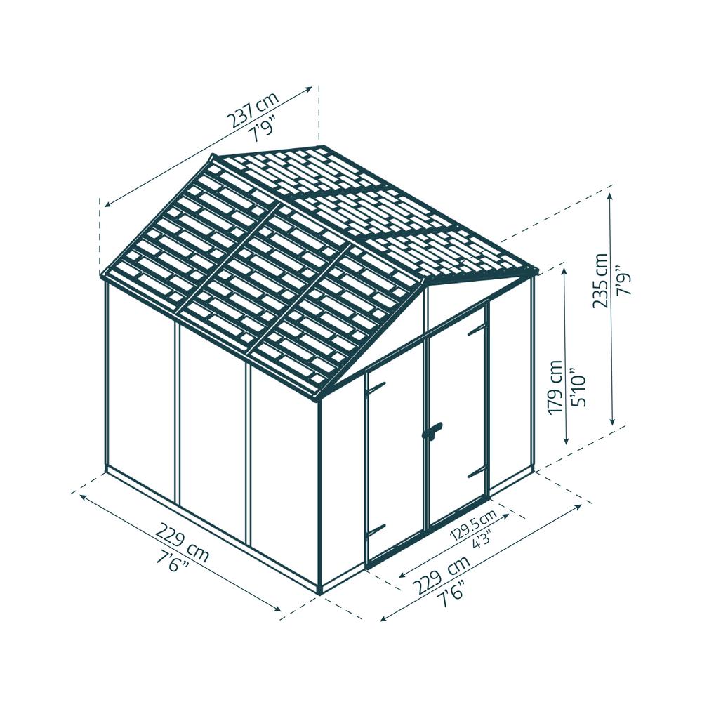 Rubicon 8' x 8' Shed - Gray. Picture 16