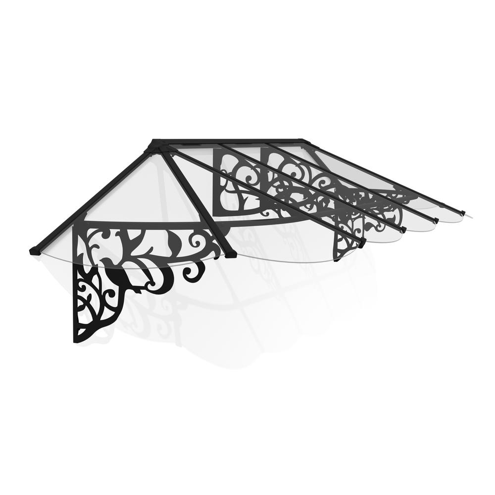 Lily 3154 11' x 3' Awning - Black/Clear. Picture 1