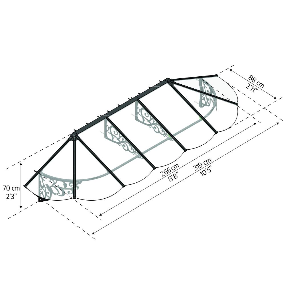 Lily 3154 11' x 3' Awning - Black/Clear. Picture 4