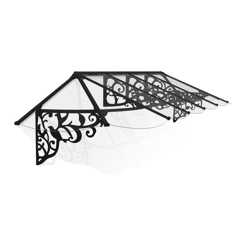 Lily 3666 12' x 3' Awning - Black/Clear. Picture 1
