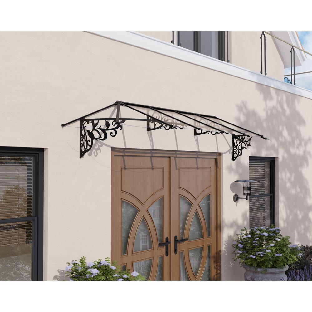 Lily 3666 12' x 3' Awning - Black/Clear. Picture 4