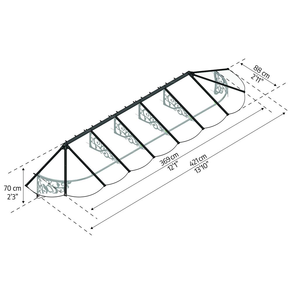 Lily 4178 14' x 3' Awning - Black/Clear. Picture 3