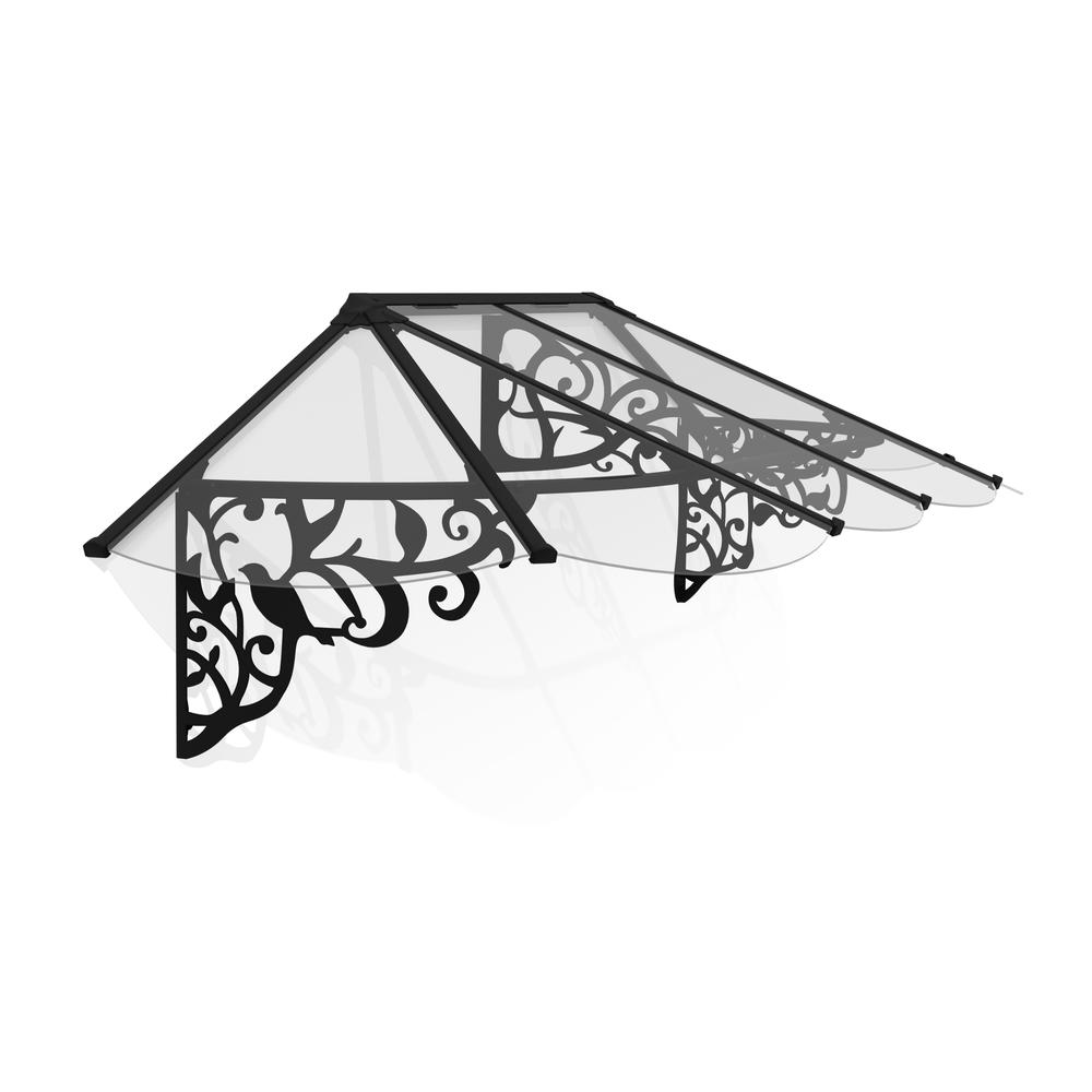 Lily 2642 9' x 3' Awning - Black/Clear. Picture 1