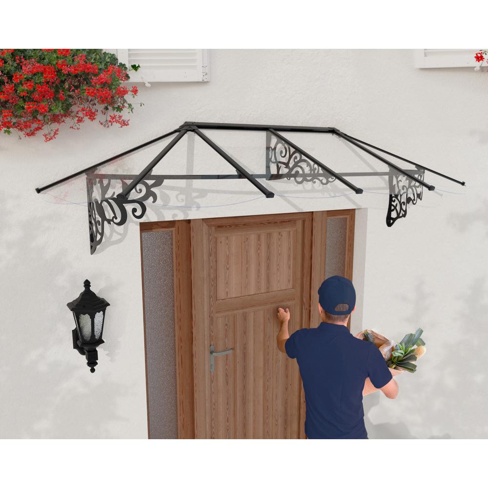 Lily 2642 9' x 3' Awning - Black/Clear. Picture 3