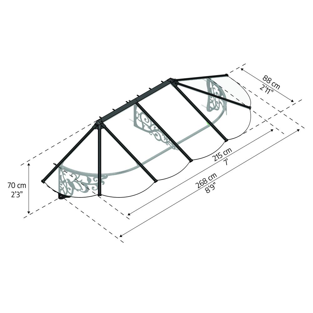 Lily 2642 9' x 3' Awning - Black/Clear. Picture 4