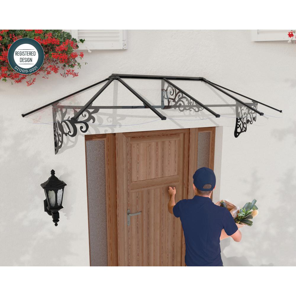 Lily 2642 9' x 3' Awning - Black/Clear. Picture 6