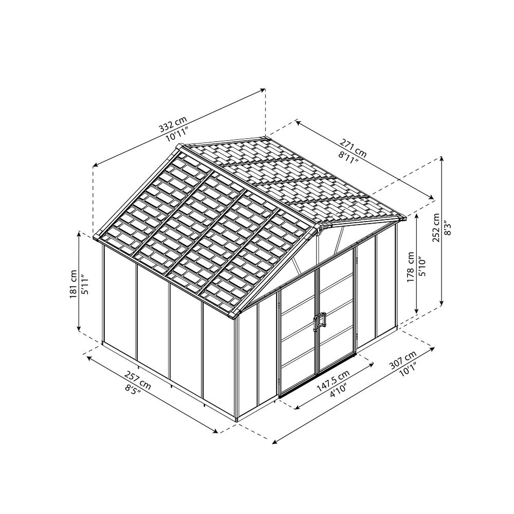 Yukon S 11' x 9' Shed - Gray. Picture 10