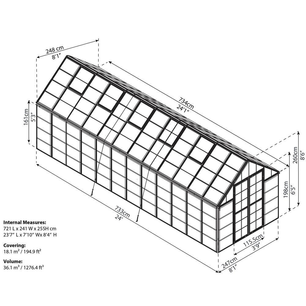 Snap & Grow 8' x 24' Greenhouse - Silver. Picture 2