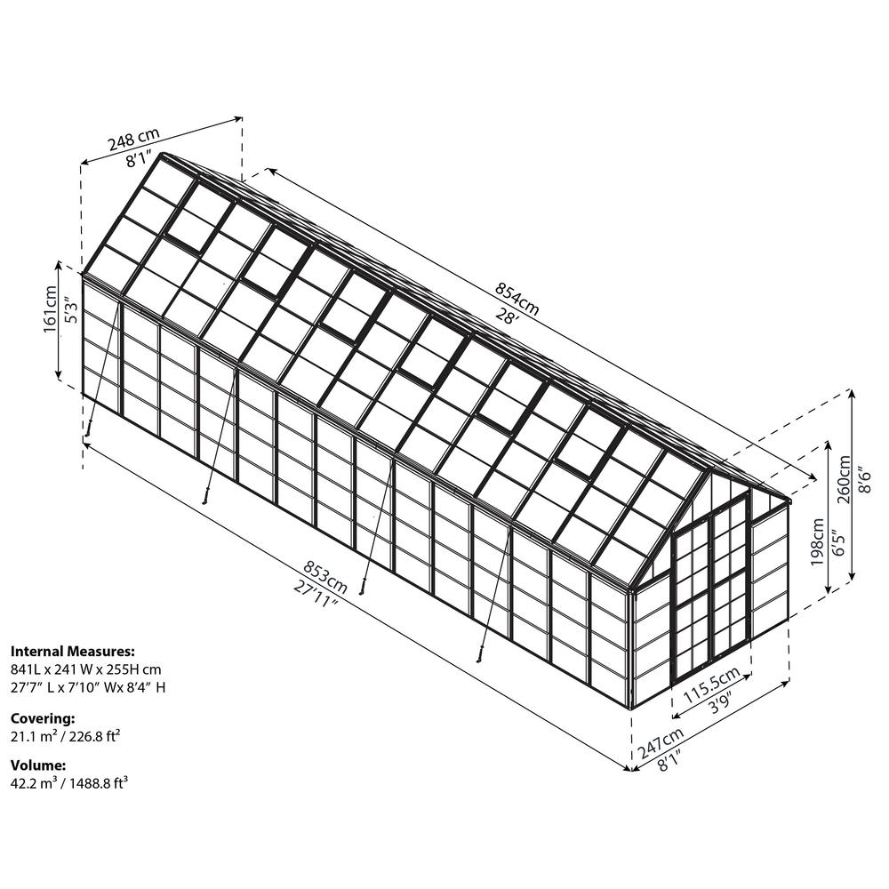 Snap & Grow 8' x 28' Greenhouse - Silver. Picture 2