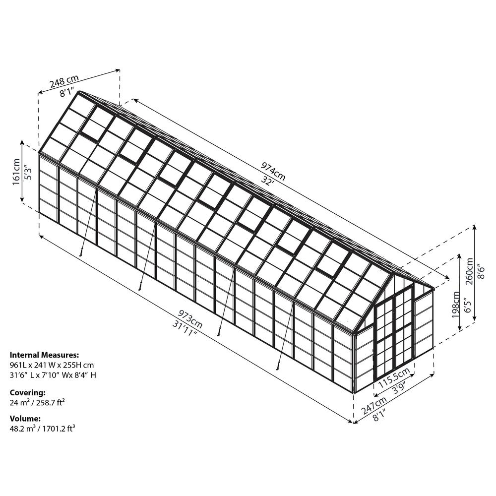 Snap & Grow 8' x 32' Greenhouse - Silver. Picture 2