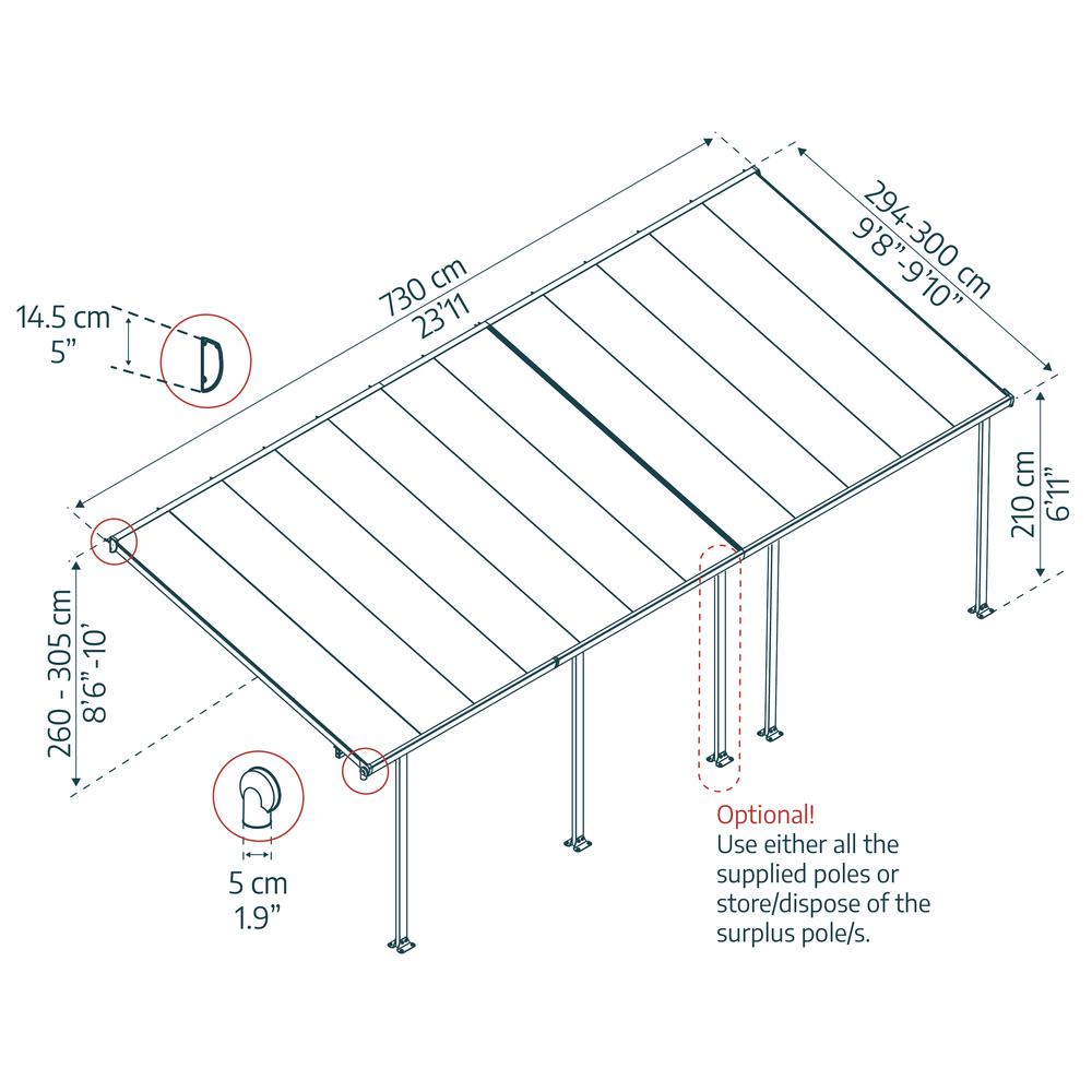 Feria 10' x 24' Patio Cover - Gray/Clear. Picture 7