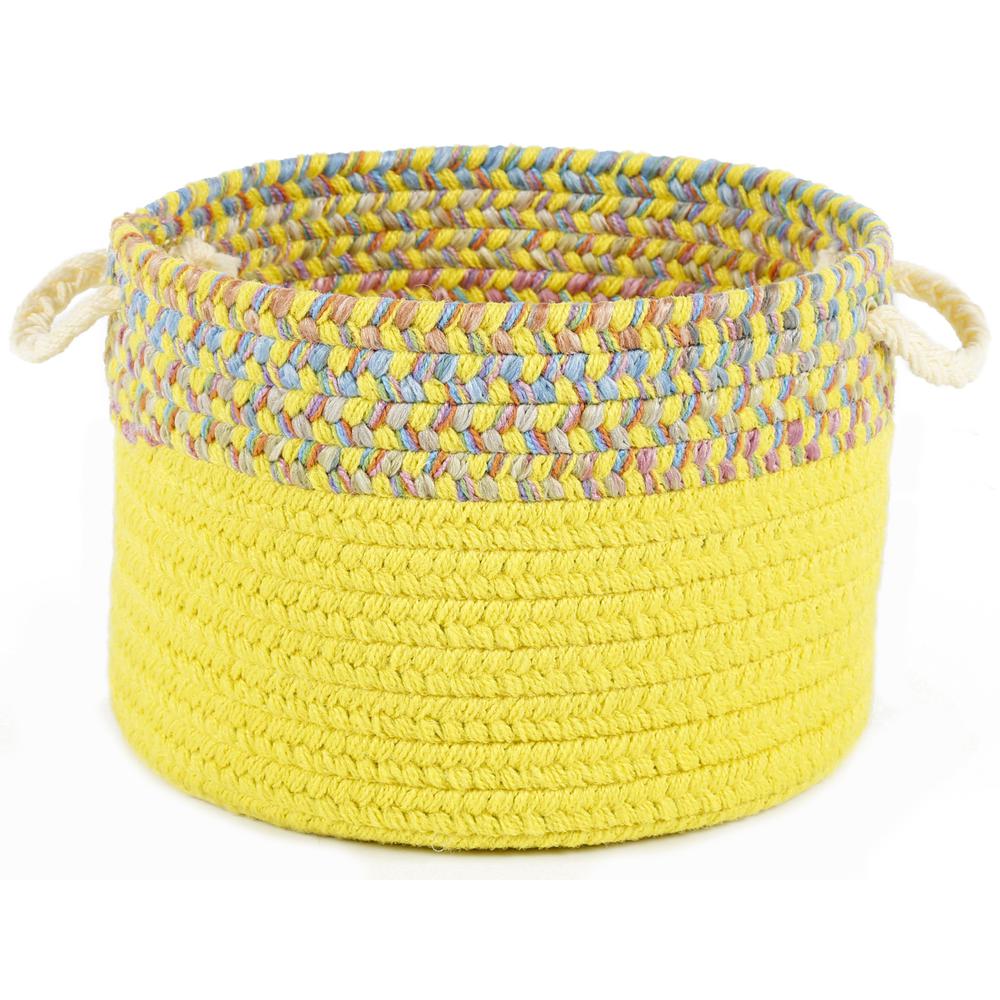 Kids' Isle Yellow Banded 14" x 10" Basket. Picture 1