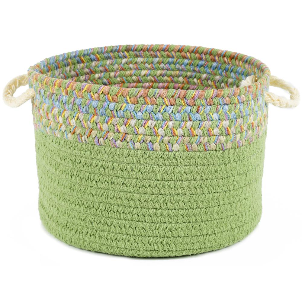 Kids' Isle Lime Banded 14" x 10" Basket. Picture 1