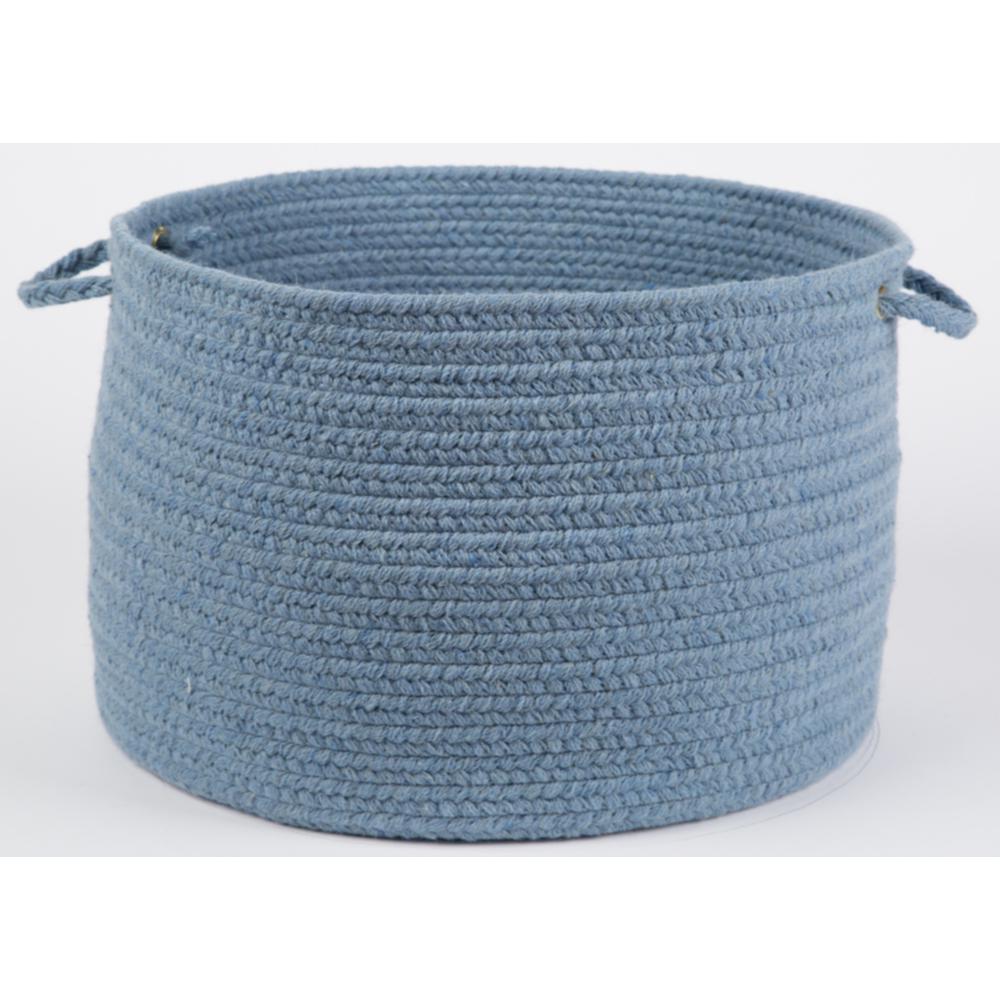 Solid Blue Bonnet Wool 18" x 12" Basket. Picture 1