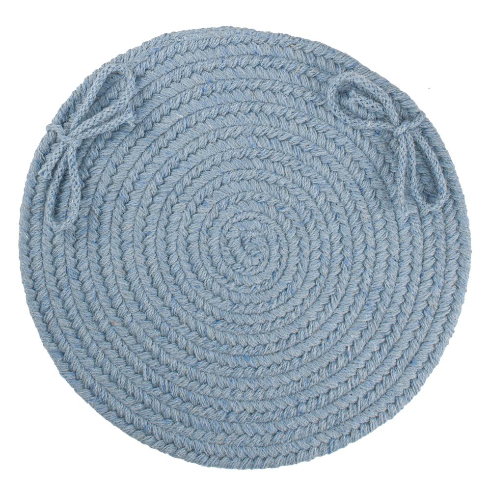 Solid Blue Bonnet Wool 15" Chair Pad. Picture 1