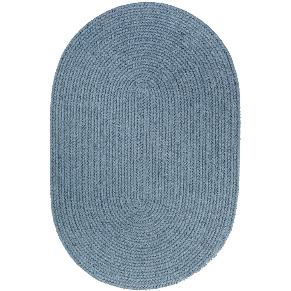Solid Blue Bonnet Wool 2X3 Oval. Picture 1