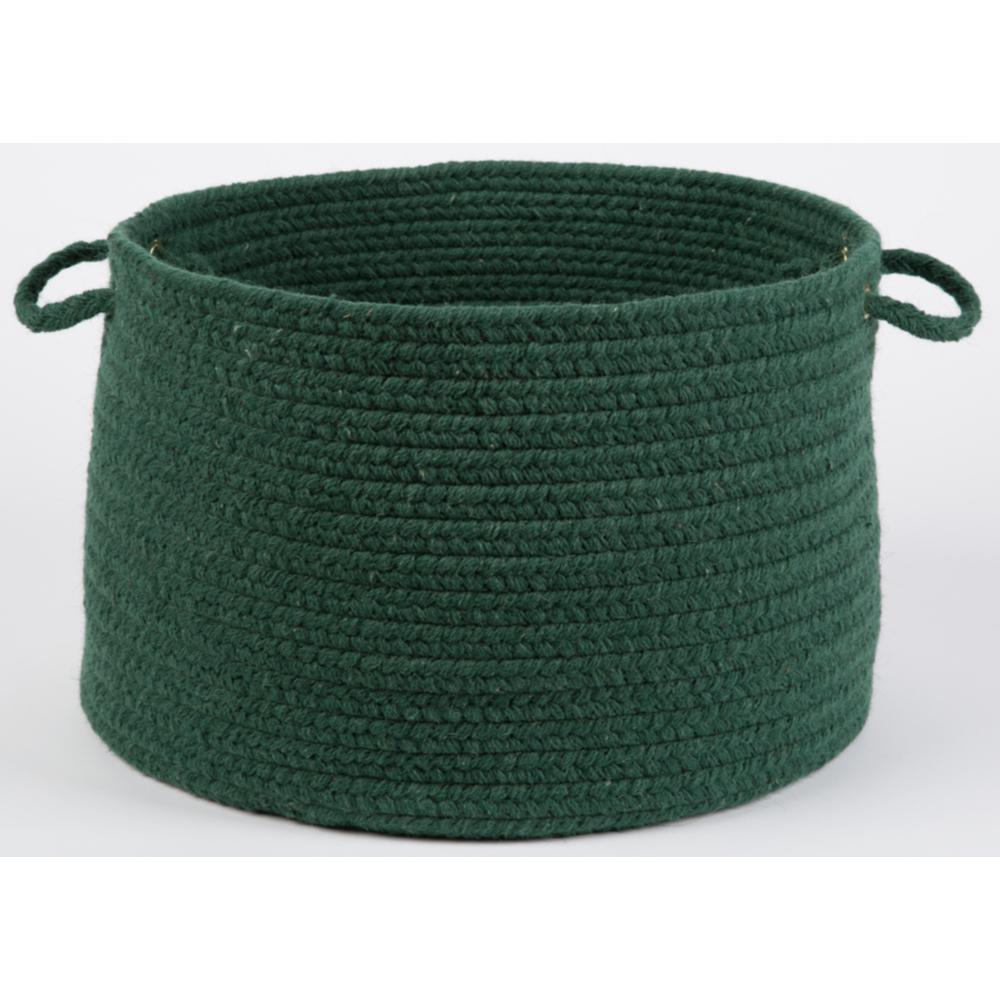 Solid Hunter Green Wool 18" x 12" Basket. Picture 1