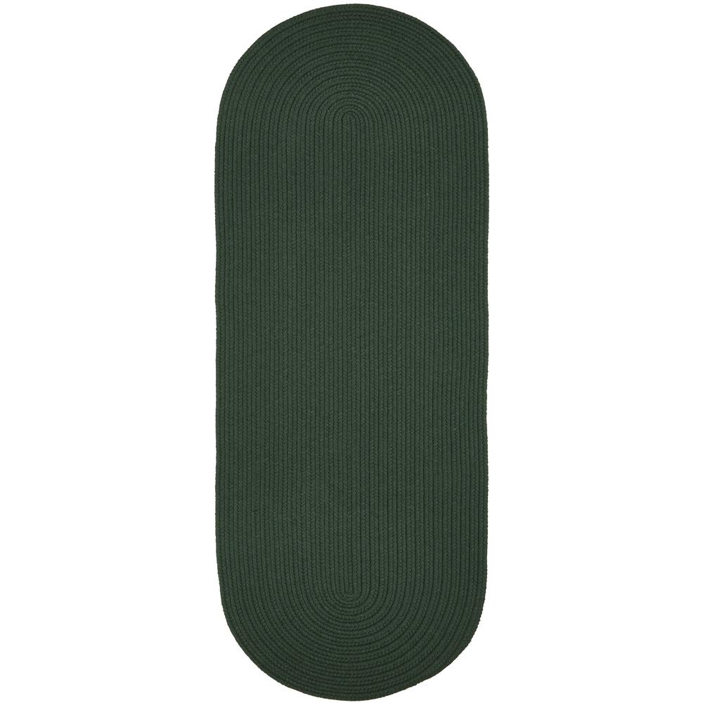 Solid Hunter Green Wool 2X6 Oval. The main picture.