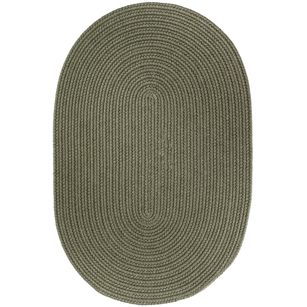 Solid Moss Green Wool 8X11 Oval. Picture 1