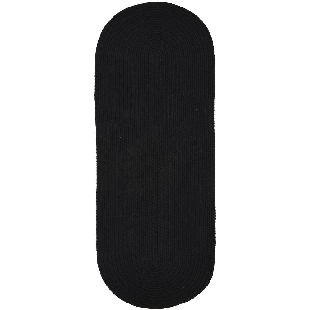 Solid Black Wool 2X8 Oval. Picture 1