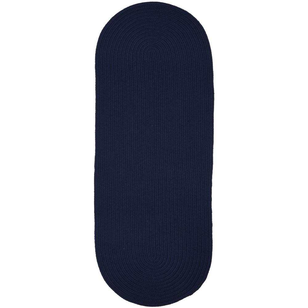 Solid Navy Wool 2X8 Oval. Picture 1