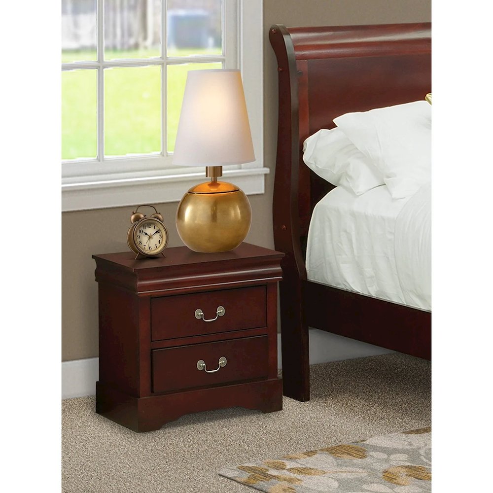 East West Furniture 1-Piece mid century Wooden Night Stand with 2 Wood Drawers for Bedroom – Walnut Finish. Picture 8
