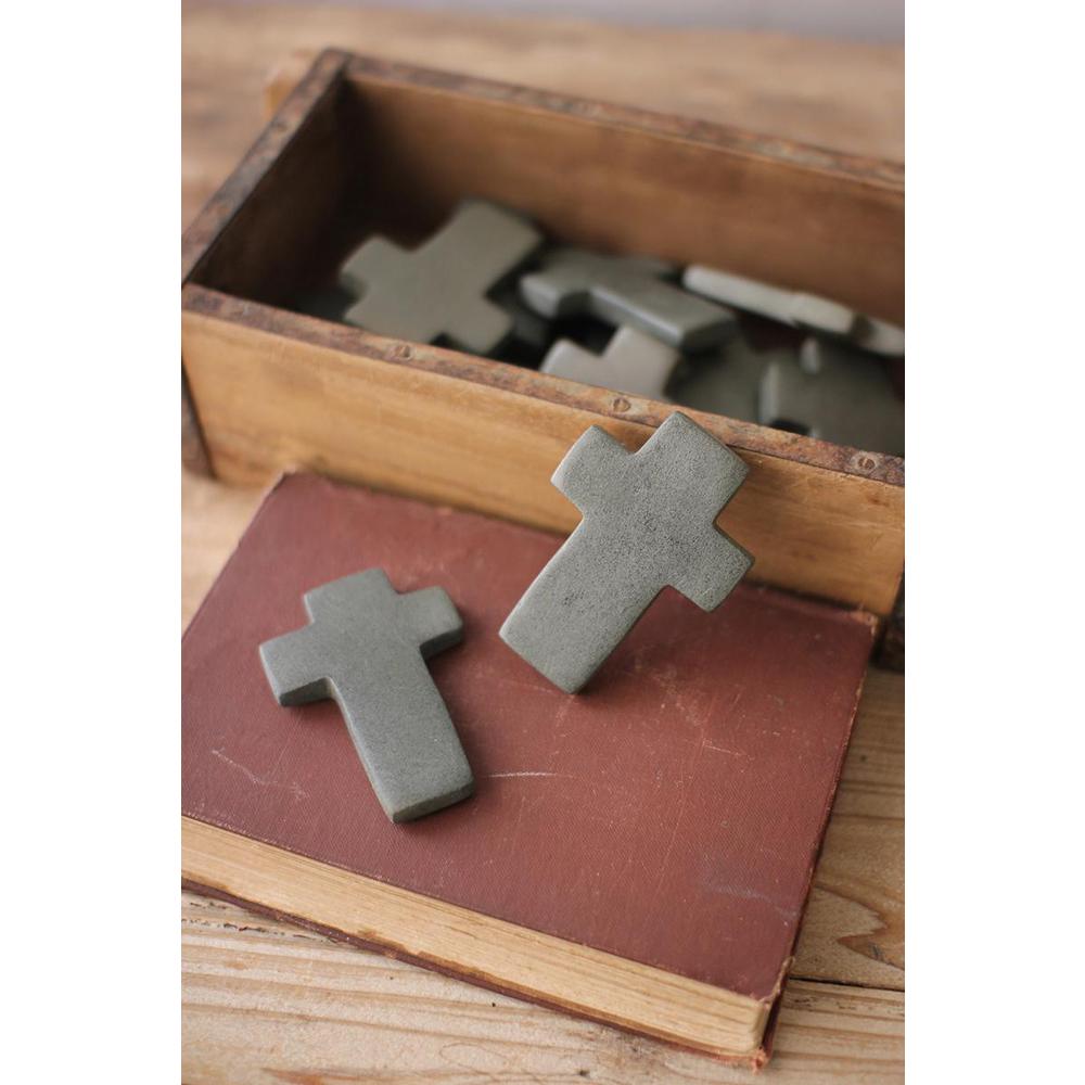 Set Of Six Hand-Carved Stone Crosses - Grey. Picture 2