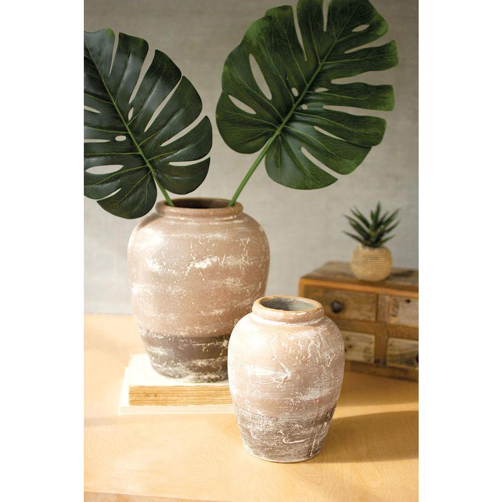 Set Of Two Ceramic Two Toned Urns. Picture 2
