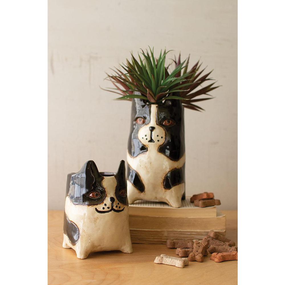 Set Of Two Ceramic Dog Planters. Picture 2