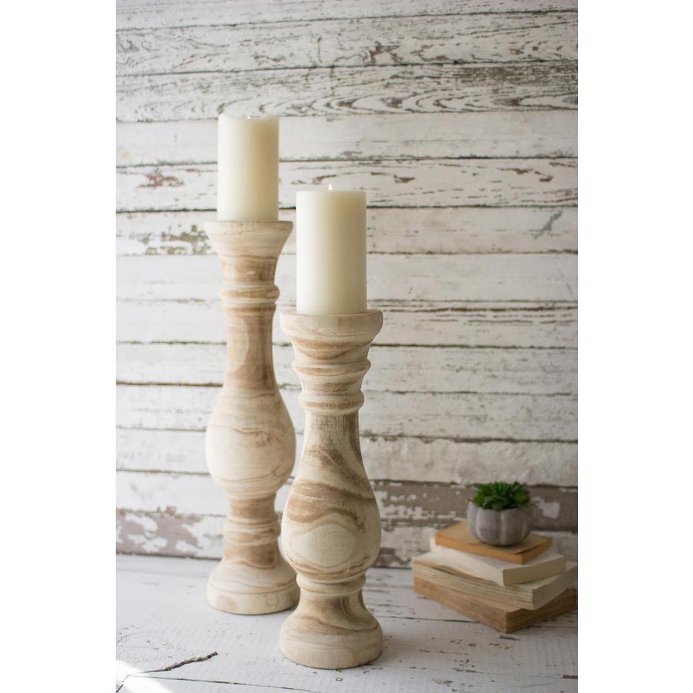 Set Of Two Hand Carved Wooden Candle Stands. Picture 2
