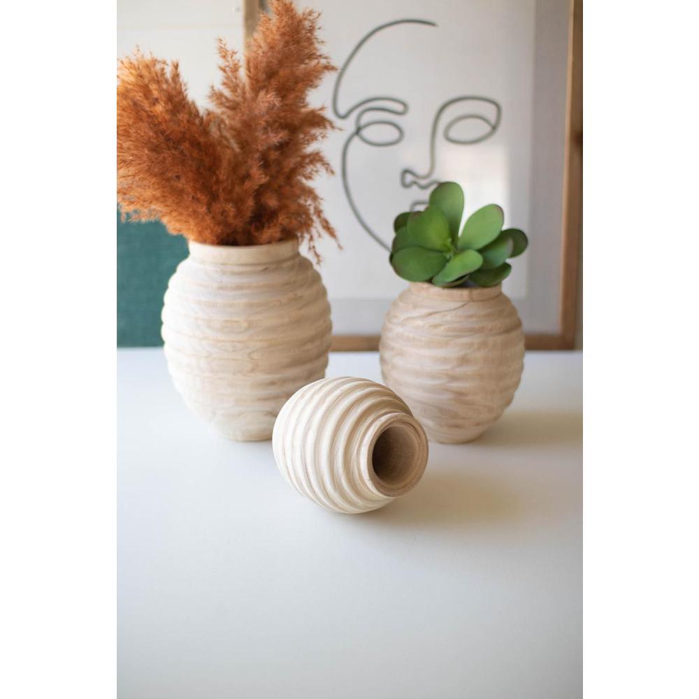 Set Of Three Natural Wooden Gourd Pots. Picture 2