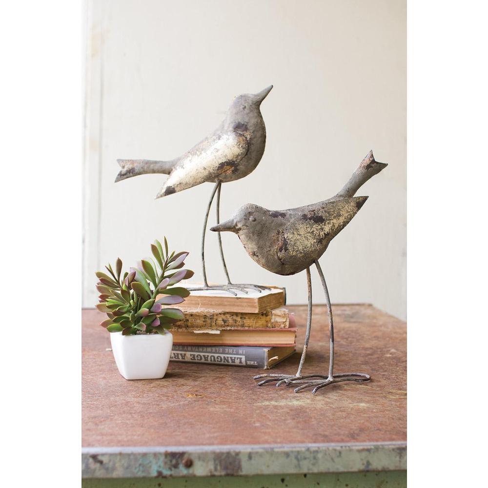 Set Of Two Metal Birds - Rustic Grey. Picture 2