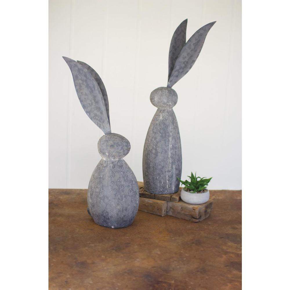 Faux Stone Rabbit With Tall Metal Ears - Tall. Picture 2