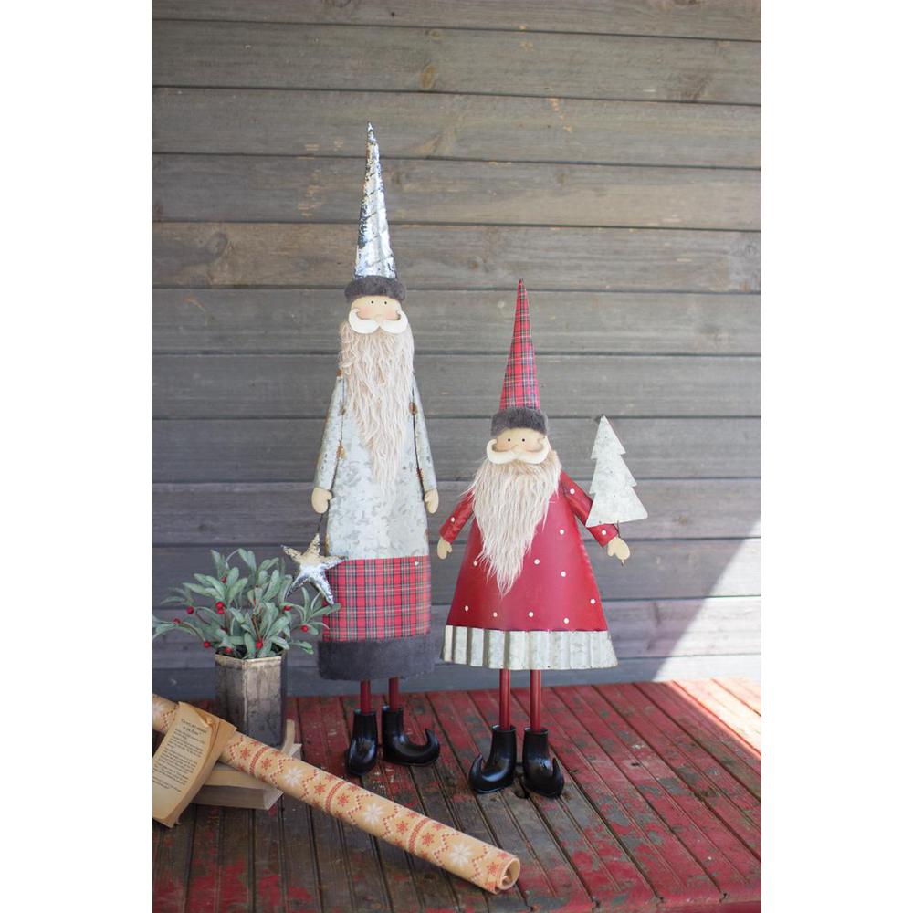 Set Of Two Metal Santas With Beards. Picture 2