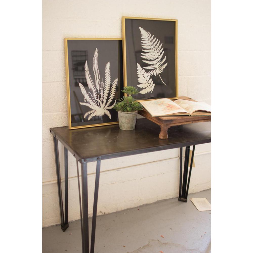 Set Of Two Black And White Fern Prints Under Glass. Picture 2