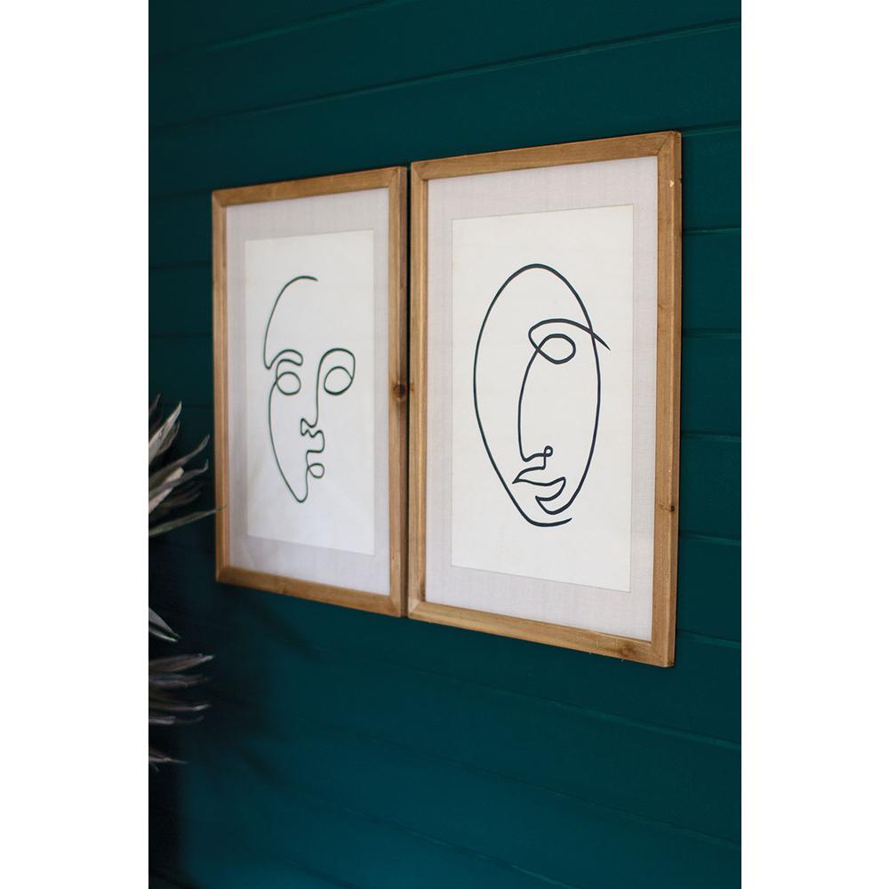 Set Of Two Face Prints Under Glass. Picture 2