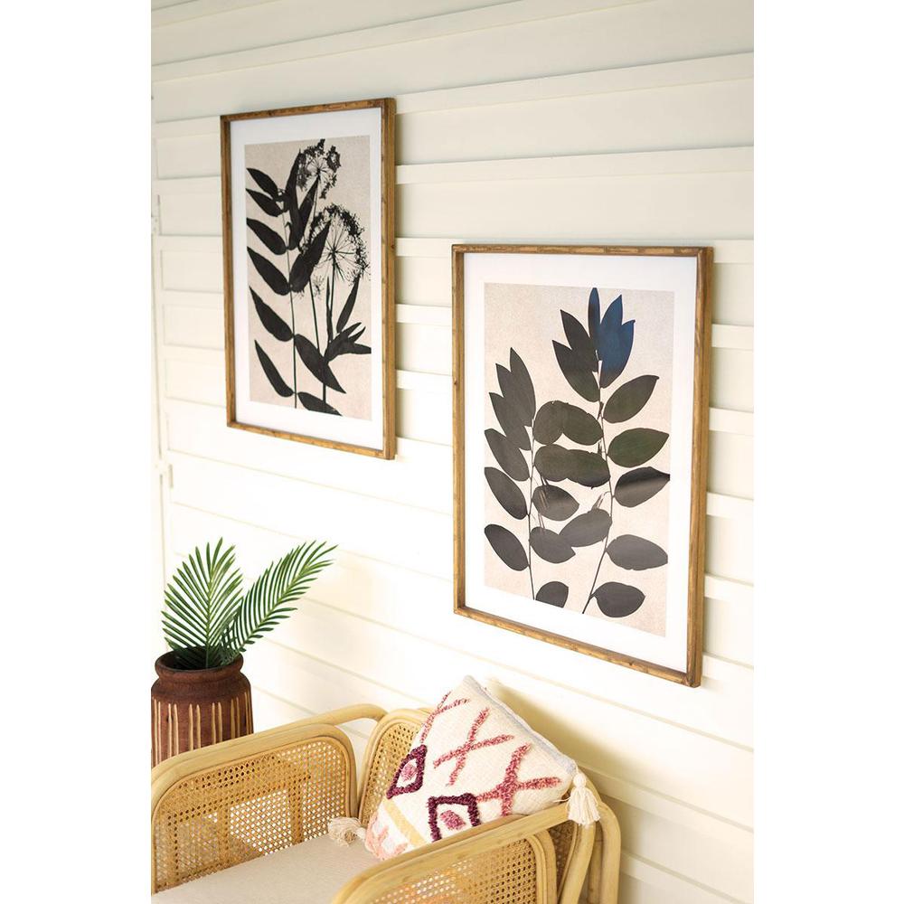 Set Of Two Leaf Prints Under Glass With Natural Frame – 21.5” X 31.5”T. Picture 2