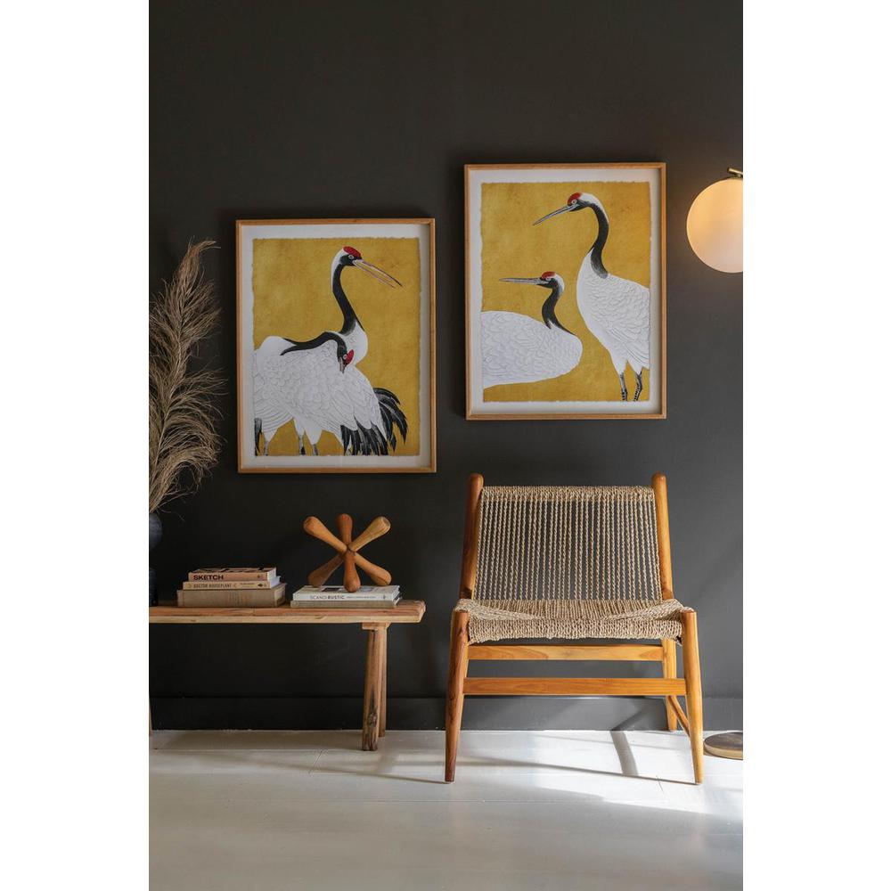 Set 2 Framed Prints Under Glass -Black White And Red Herons. Picture 2