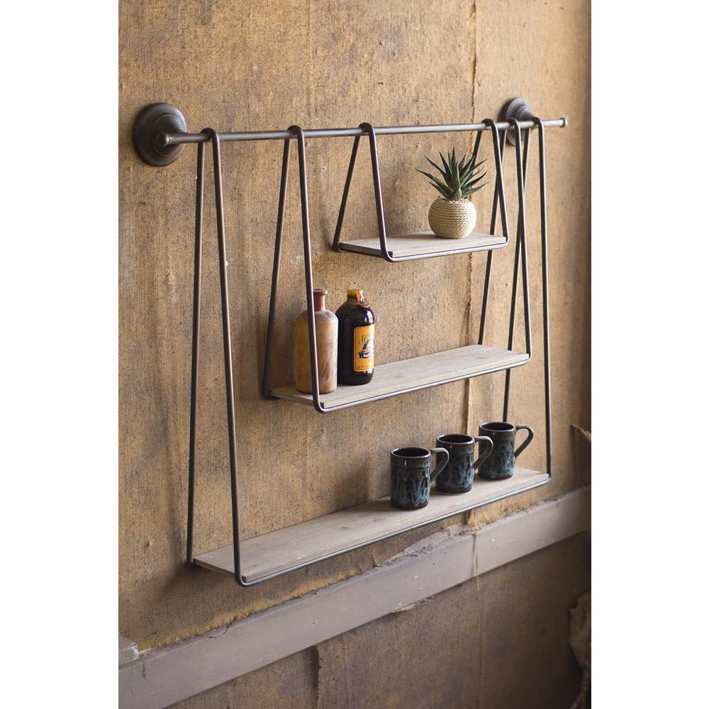 Wood And Metal Triple Hanging Shelf. Picture 2