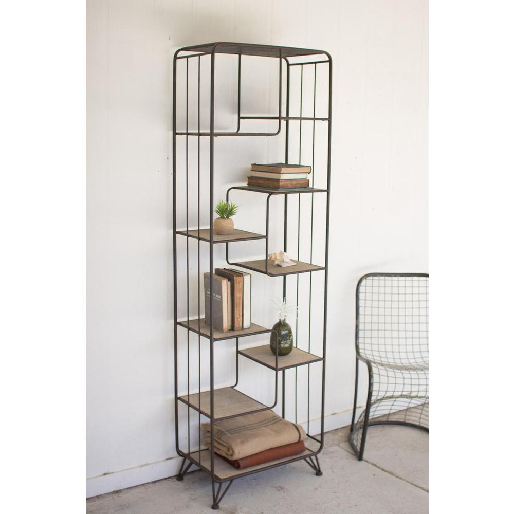 Multi Level Wood And Metal Shelving Unit. Picture 2