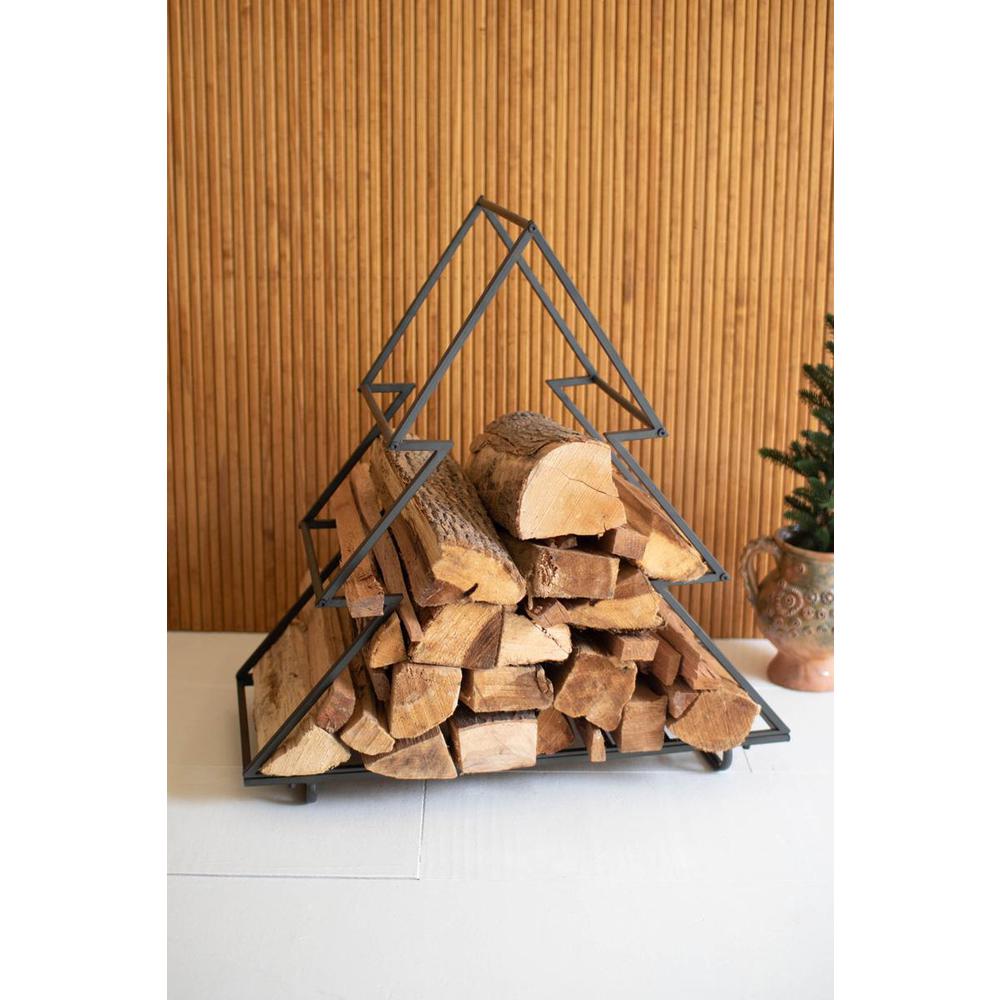 Iron Christmas Tree Firewood Holder. Picture 2