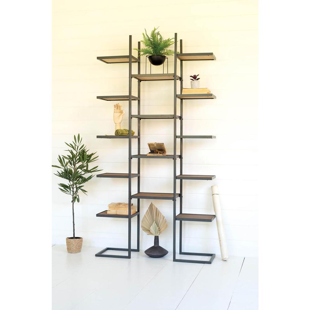 Metal And Wood Tall Geometric Display Shelves. Picture 2