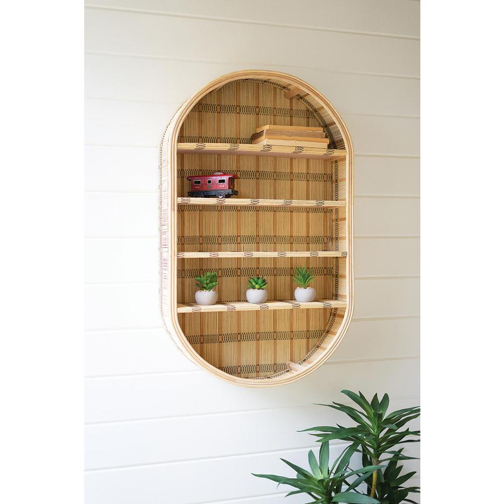 Oval Rattan Wall Shelf. Picture 2