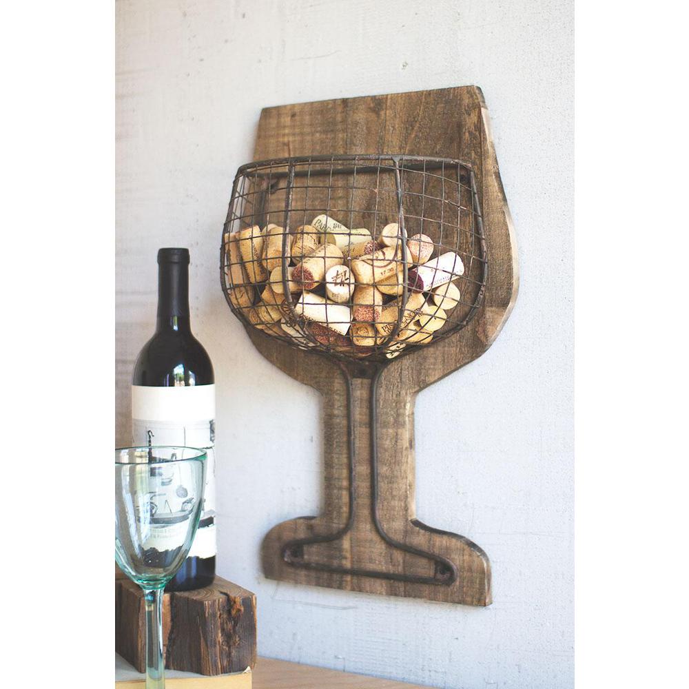 Wood And Wire Wall Wine Cork Holder. Picture 2