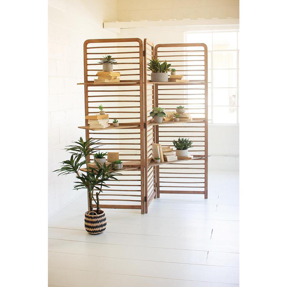 Folding Wooden Screen With Three Shelves. Picture 2