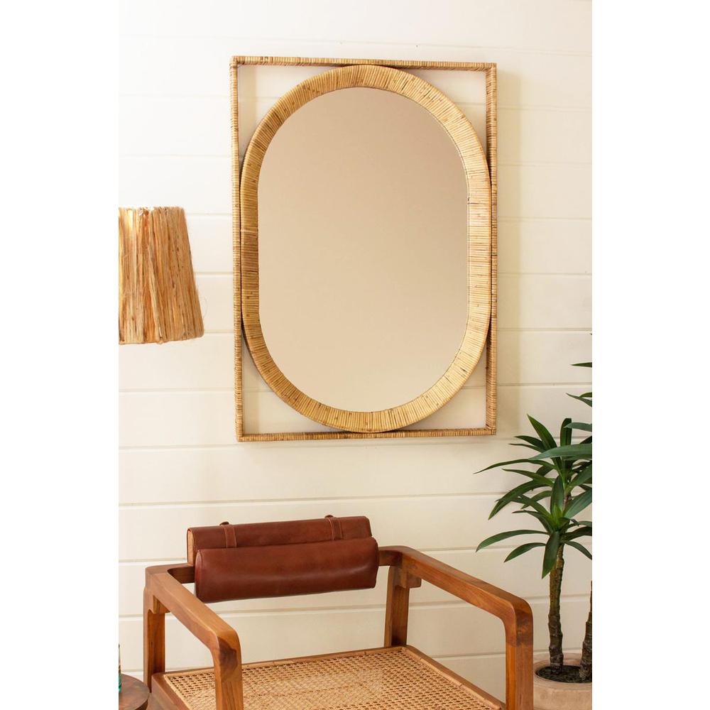 Rectangle/Oval Cane Wrapped Mirror. Picture 2