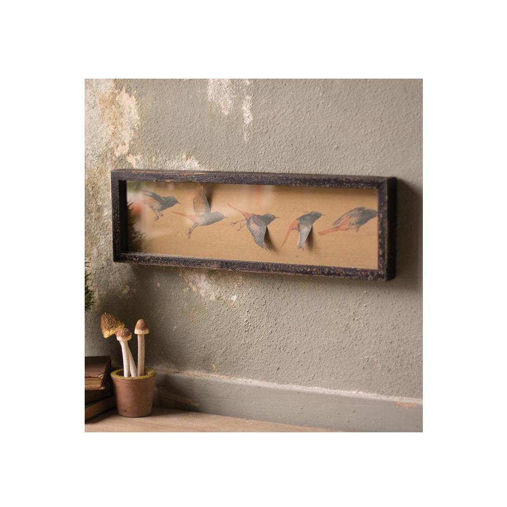 Framed Paper Flying Birds Under Glass. Picture 2