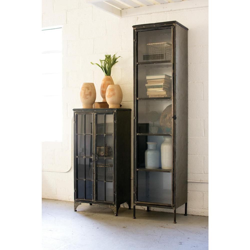 Tall Iron And Glass Apothecart Cabinet. Picture 2