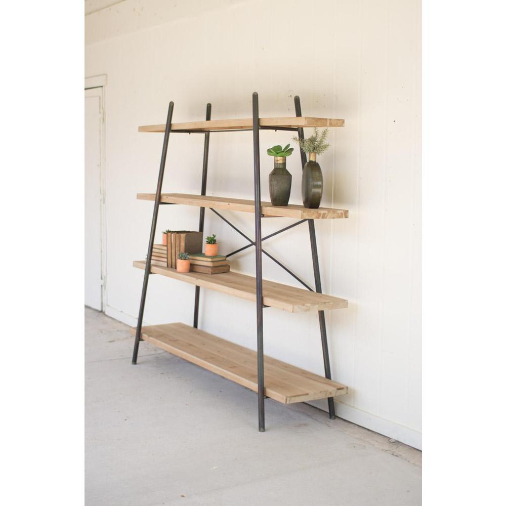 Four Tiered Wood And Metal Display Shelf. Picture 2