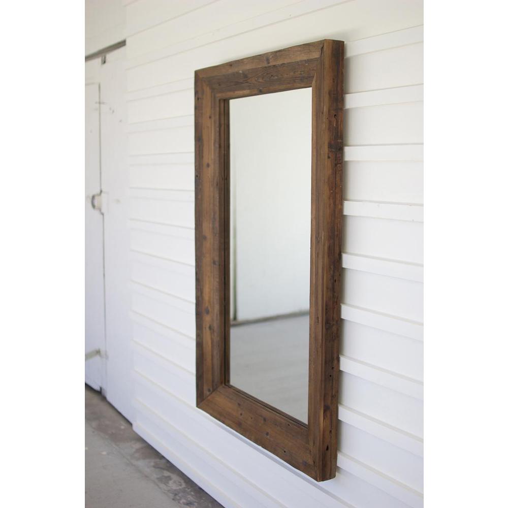 Recycled Rectangle Wood Framed Mirror. Picture 2